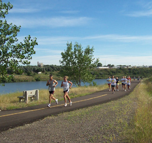 Running Along River's Edge Trail